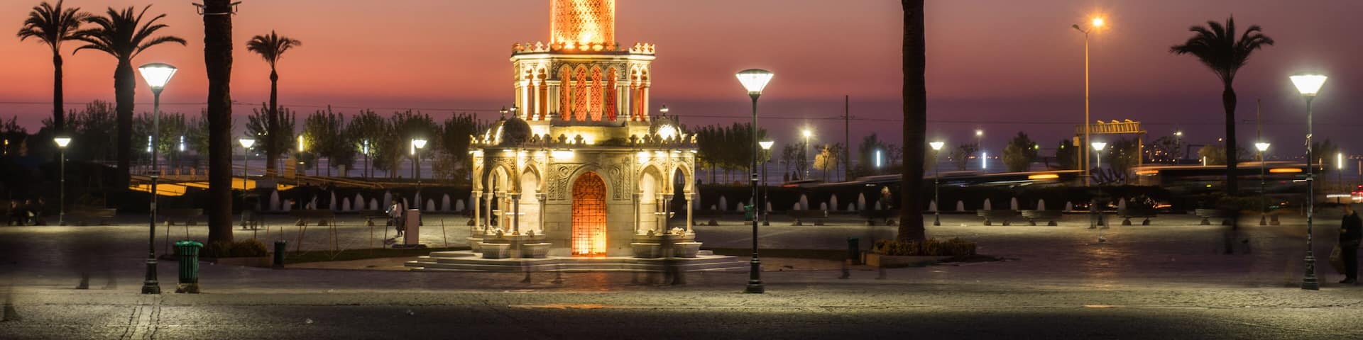 Clock tower of Izmir at sunset, Turkey