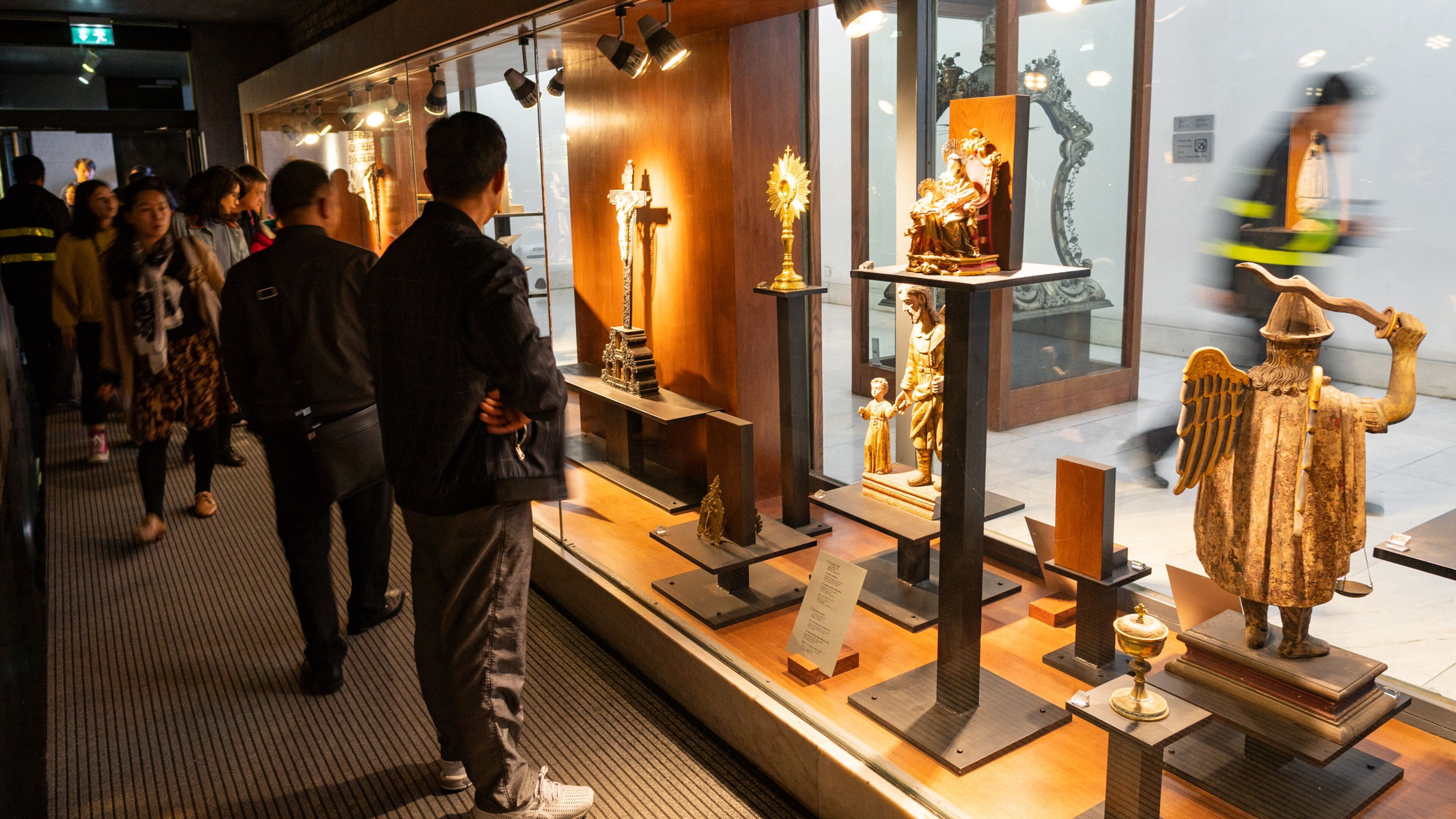 Ruins of St. Paul\'s Cathedral which includes interior views as well as a small group of people