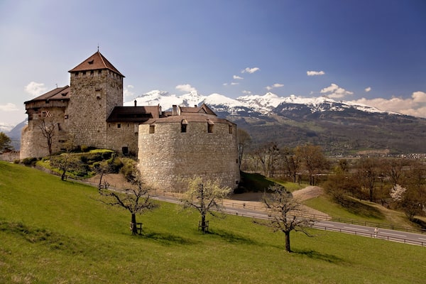 Castle above Vaduz Alps Rhine Valley Lichtenstein