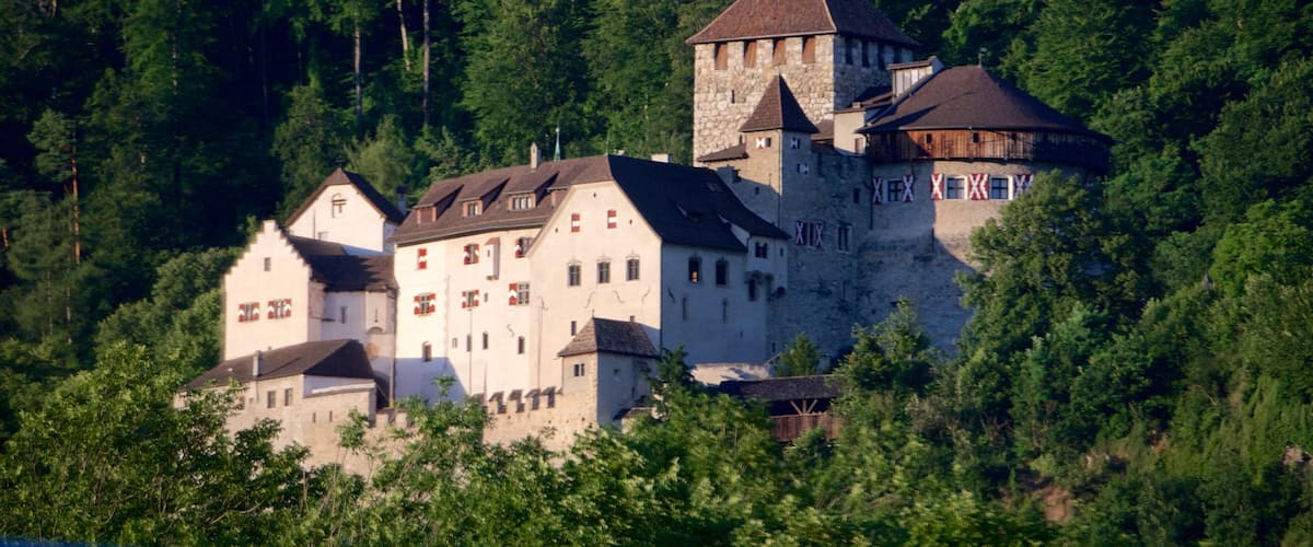 Vaduz Castle showing heritage architecture, chateau or palace and forest scenes