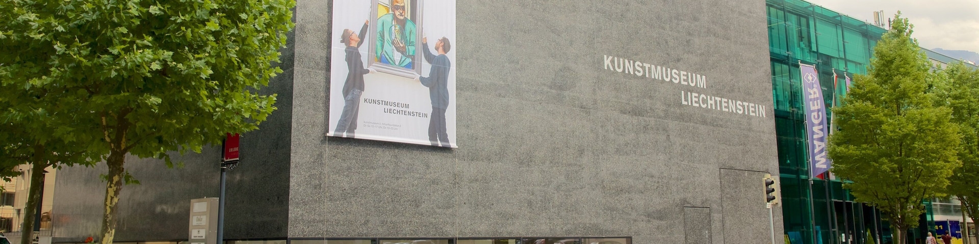 Liechtenstein Art Museum which includes signage and street scenes