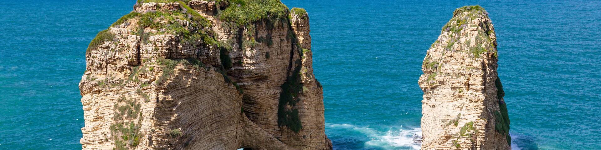 Pigeon Rocks in Raouche, Beirut, Lebanon