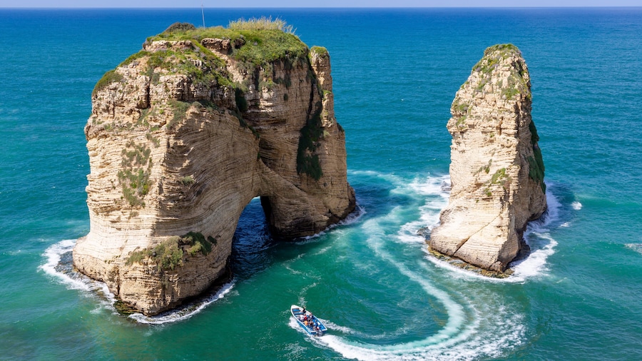 Pigeon Rocks in Raouche, Beirut, Lebanon
