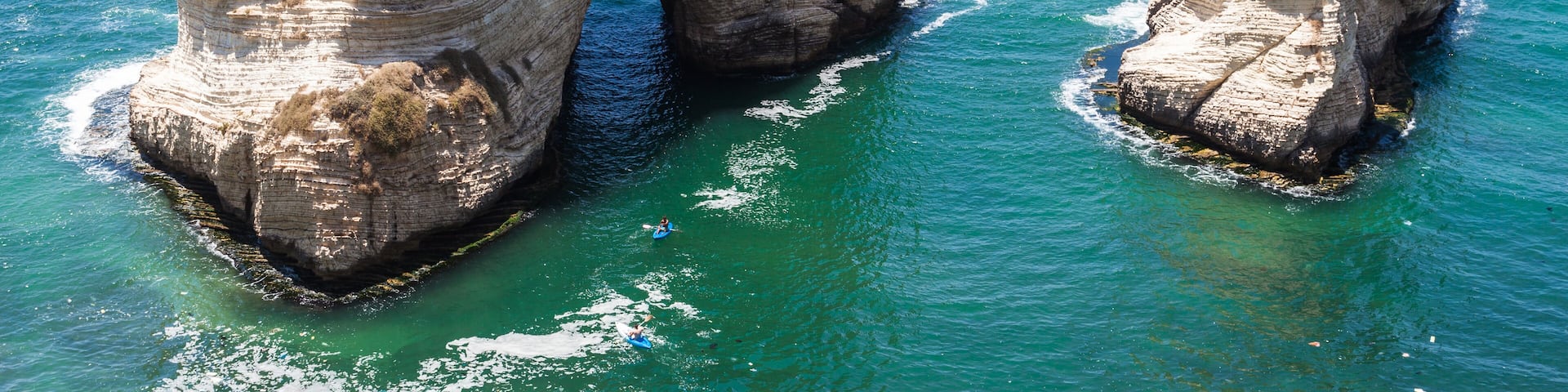 Pigeons' Rock limestone island in Beirut, Lebanon. City landscape of Beirut - capital of Lebanon. Beirut landmarks and famous places.; Shutterstock ID 252149104