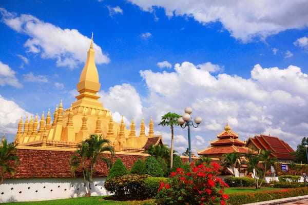 Pha That Luang is a gold-covered large Buddhist stupa in the centre of Vientiane, Laos.
