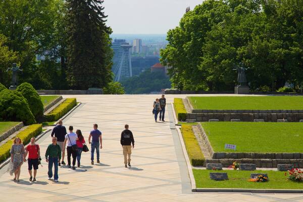 Slavìn caratteristiche di cimitero cosi come un piccolo gruppo di persone