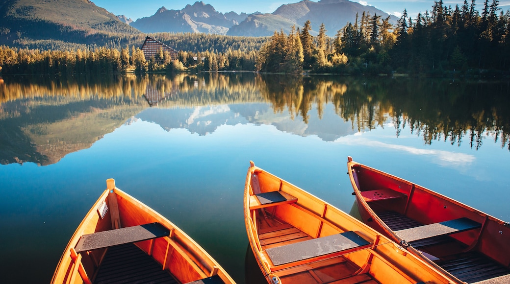 Beautiful Mountain lake in National Park High Tatra. Strbske pleso, Slovakia, Europe