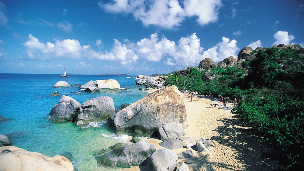 Rocky beach on tropical island