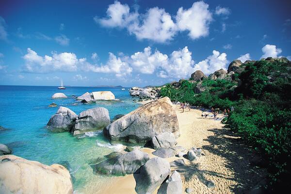 Rocky beach on tropical island