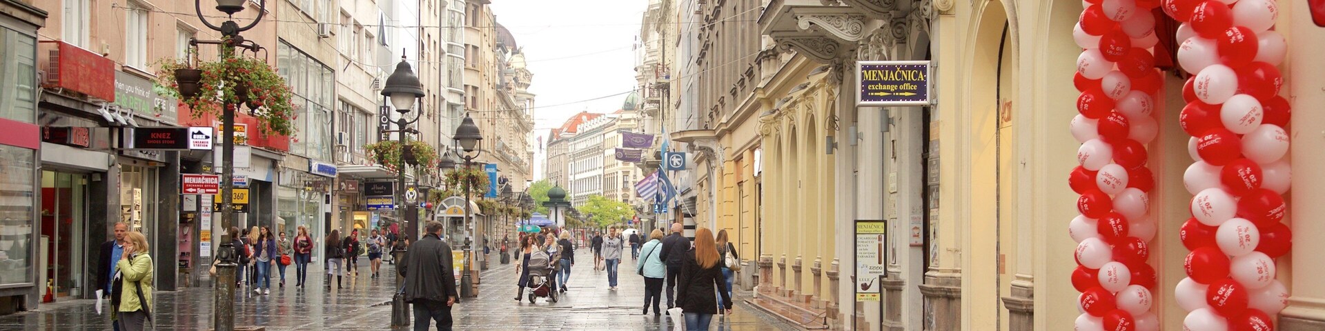 Knez Mihailova Street which includes city views, street scenes and a city