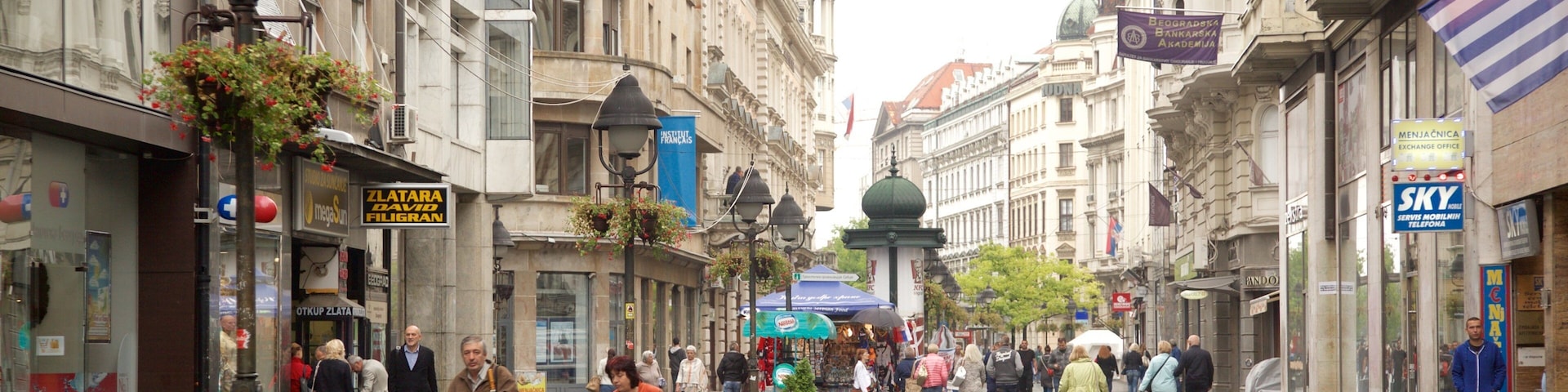 Knez Mihailova Street which includes street scenes and a city as well as a large group of people