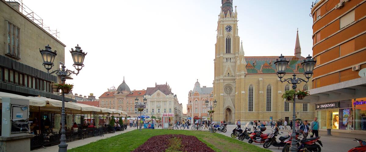 Church of the Virgin Mary which includes street scenes, a square or plaza and a church or cathedral