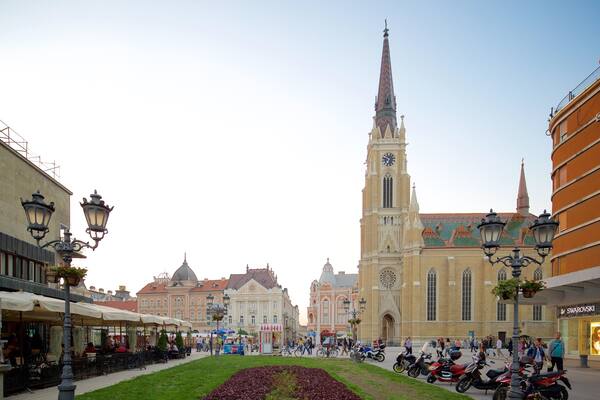 Church of the Virgin Mary showing street scenes, markets and a church or cathedral