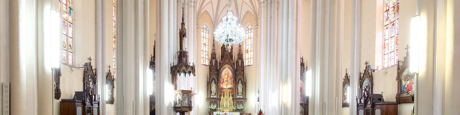 Church of the Virgin Mary showing interior views and a church or cathedral