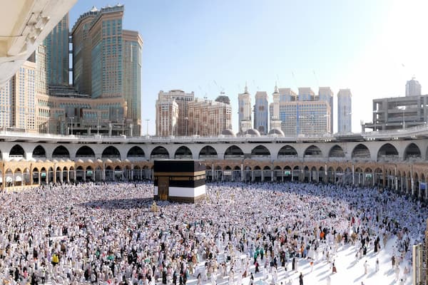Muslim Pilgrims at The Kaaba in The Haram Mosque of Mecca, Saudi Arabia, during Hajj.