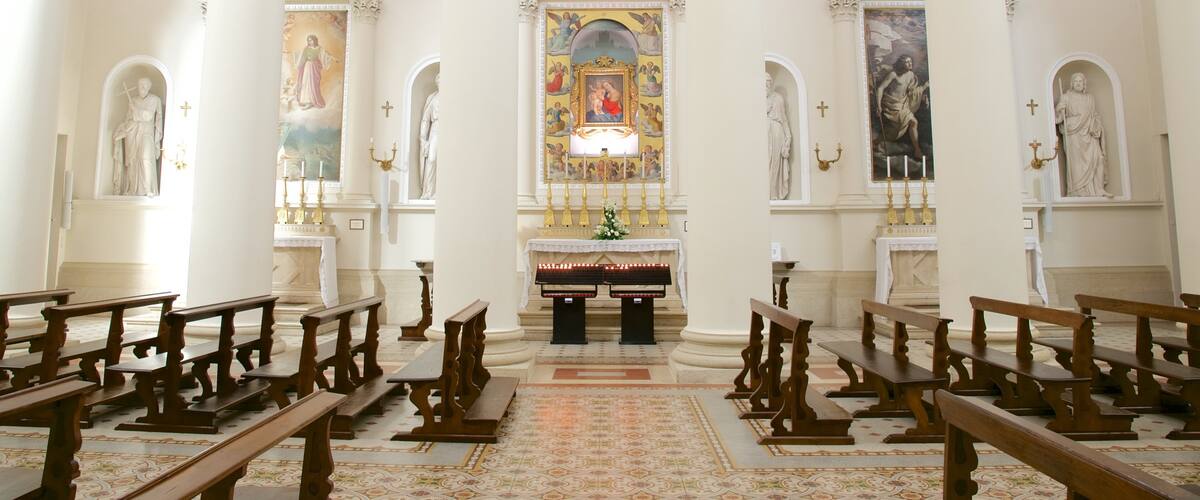 Basilica of Saint Marino showing art, religious elements and a church or cathedral