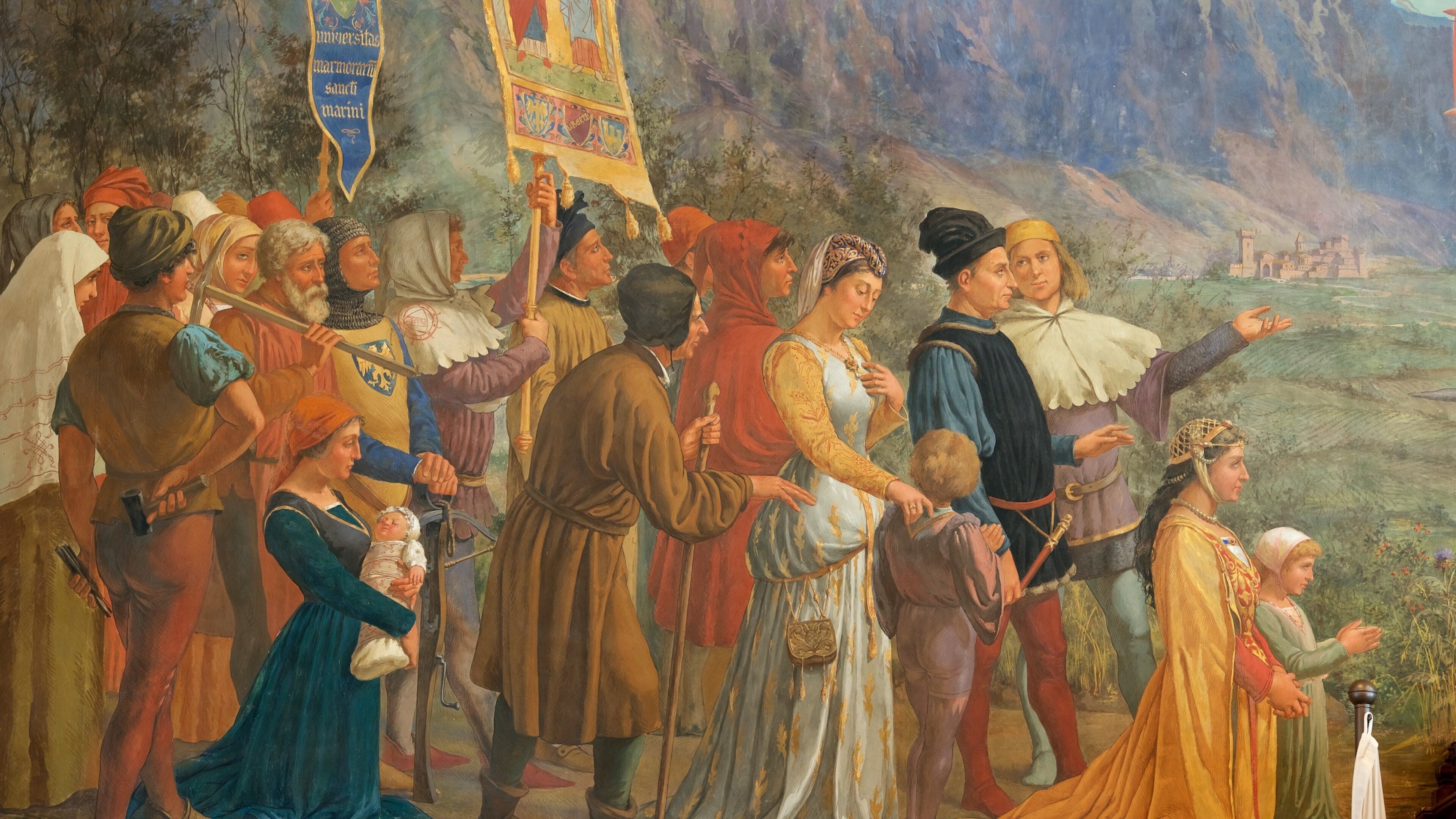 Palazzo Pubblico featuring an administrative buidling, interior views and a castle