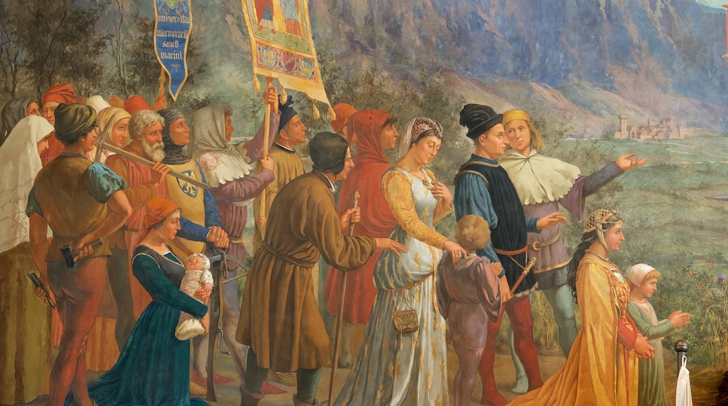 Palazzo Pubblico featuring an administrative buidling, interior views and a castle