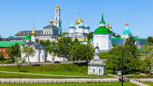 SERGIYEV POSAD, RUSSIA, on MAY 21, 2018. Troitsko-Sergiyevskaya Laurus, main sight of the city and one of significant orthodox shrines. A panoramic view from the survey platform