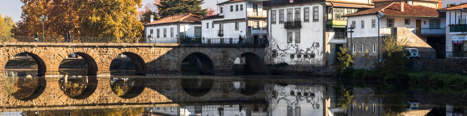 The historic Roman bridge of Emperor Trajan in the city of Chaves, in the north of Portugal