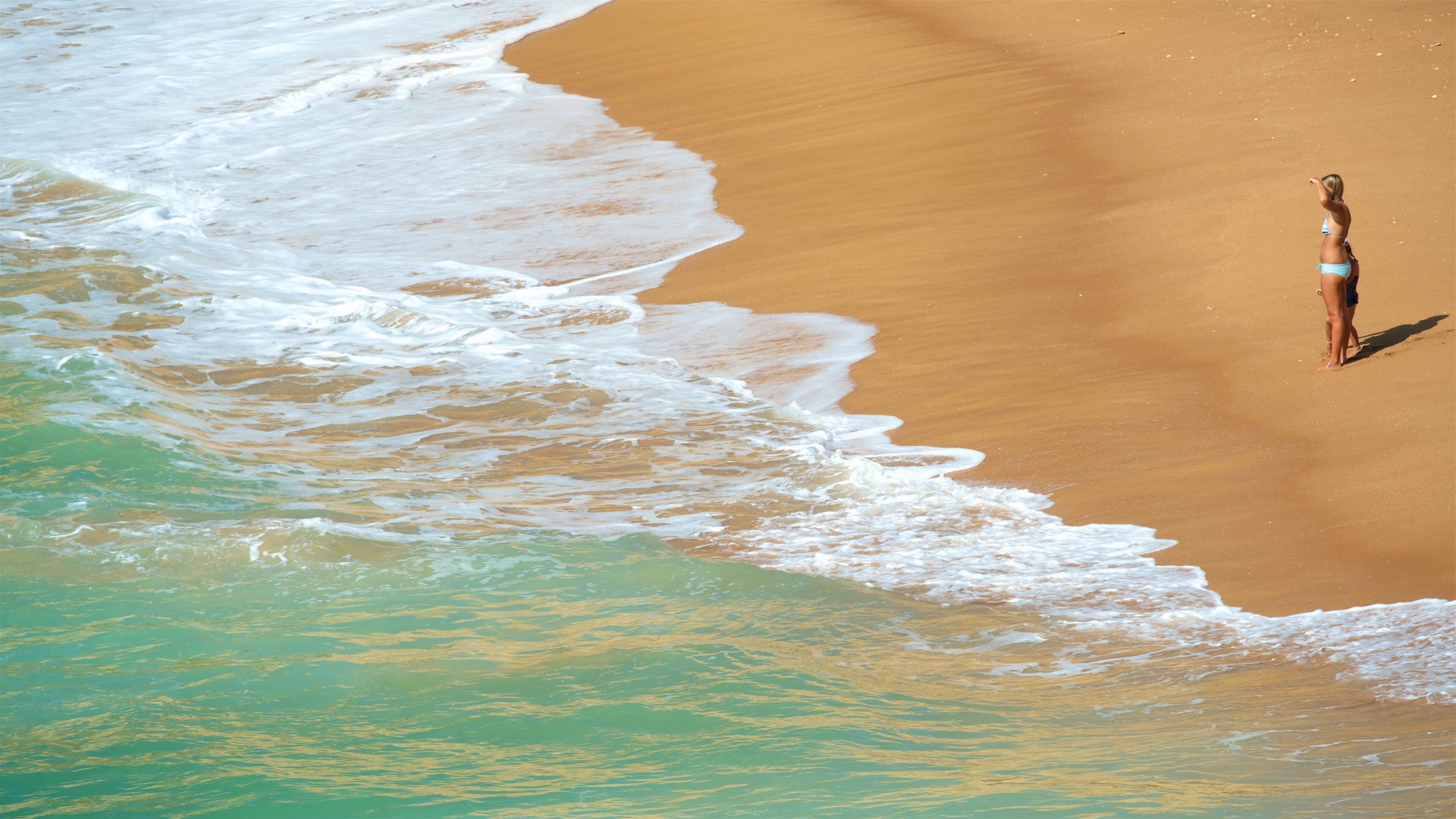 Playa de Coelha mostrando vistas de una costa y una playa y también una familia