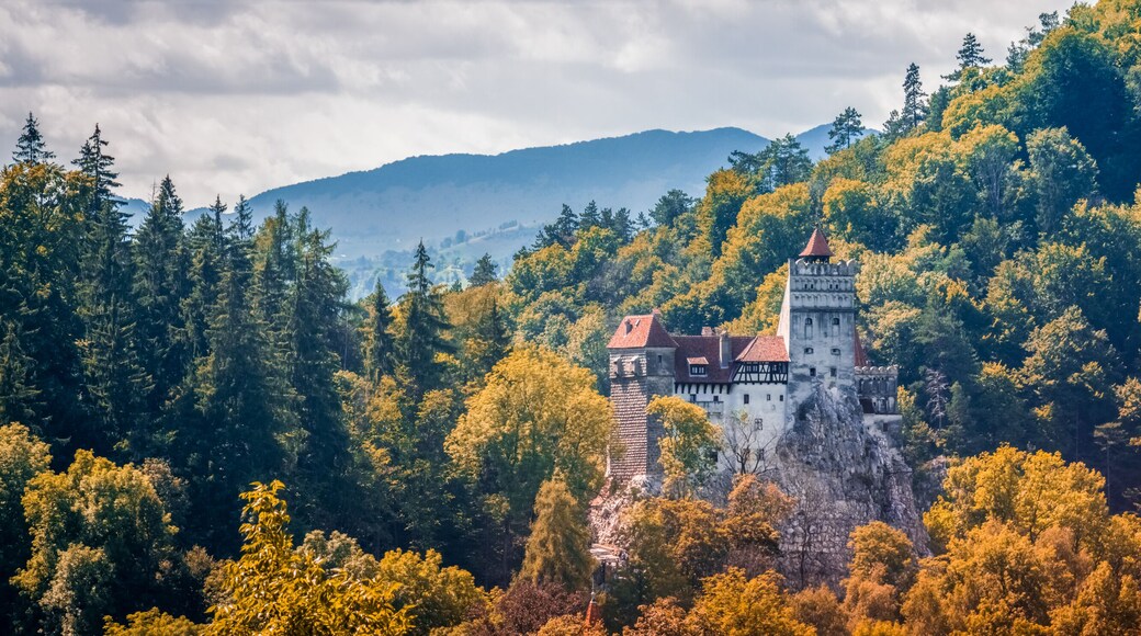 Bran Castle, Romanian landmark, historic building related to Dracula, in autumn, fall