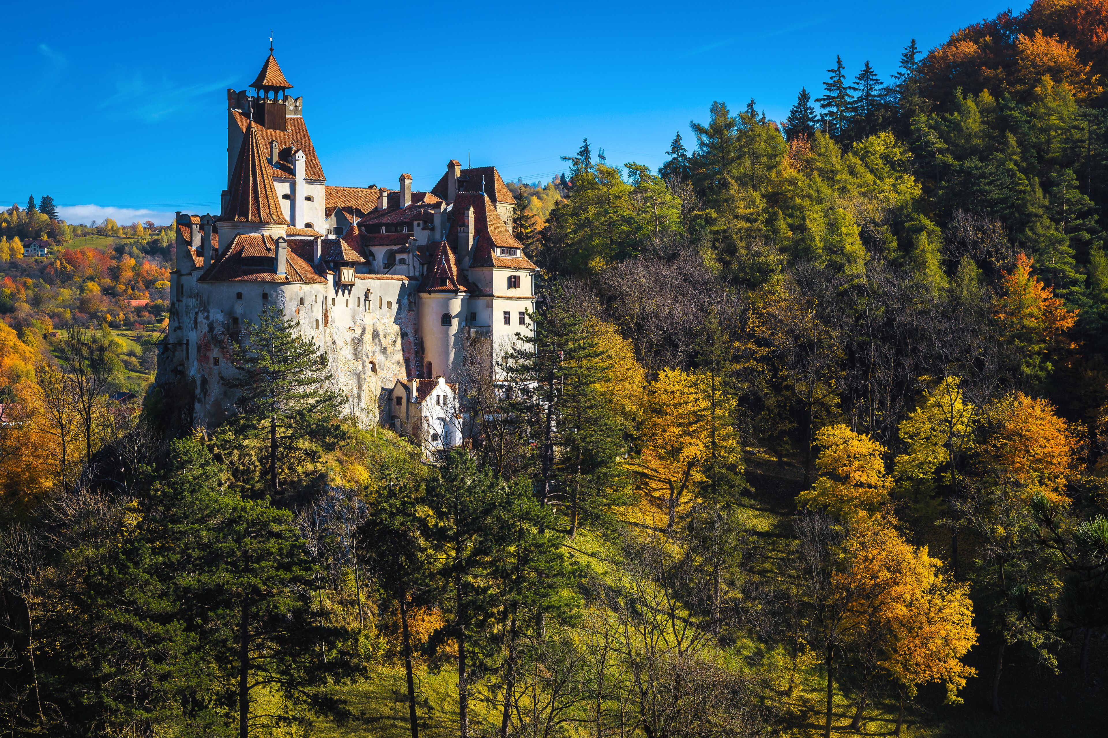 Beautiful medieval castle on the hill, Bran, Transylvania, Romania