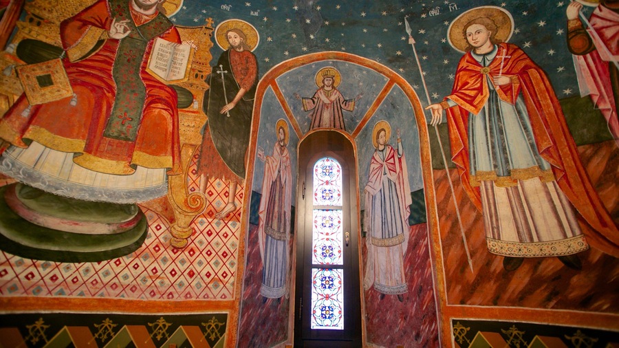 Sinaia Monastery which includes religious elements, a church or cathedral and interior views