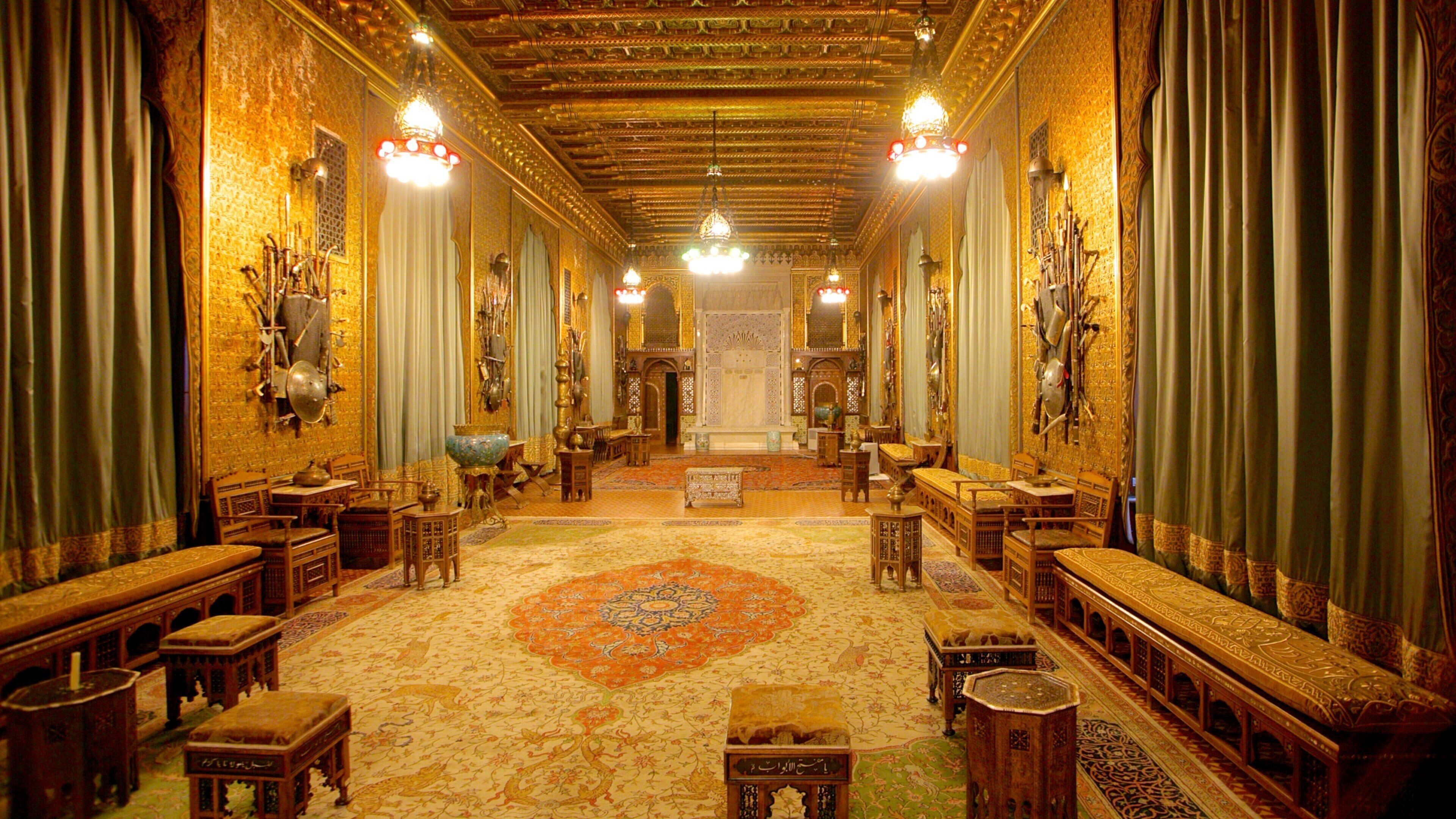 Peles Castle showing interior views and a castle