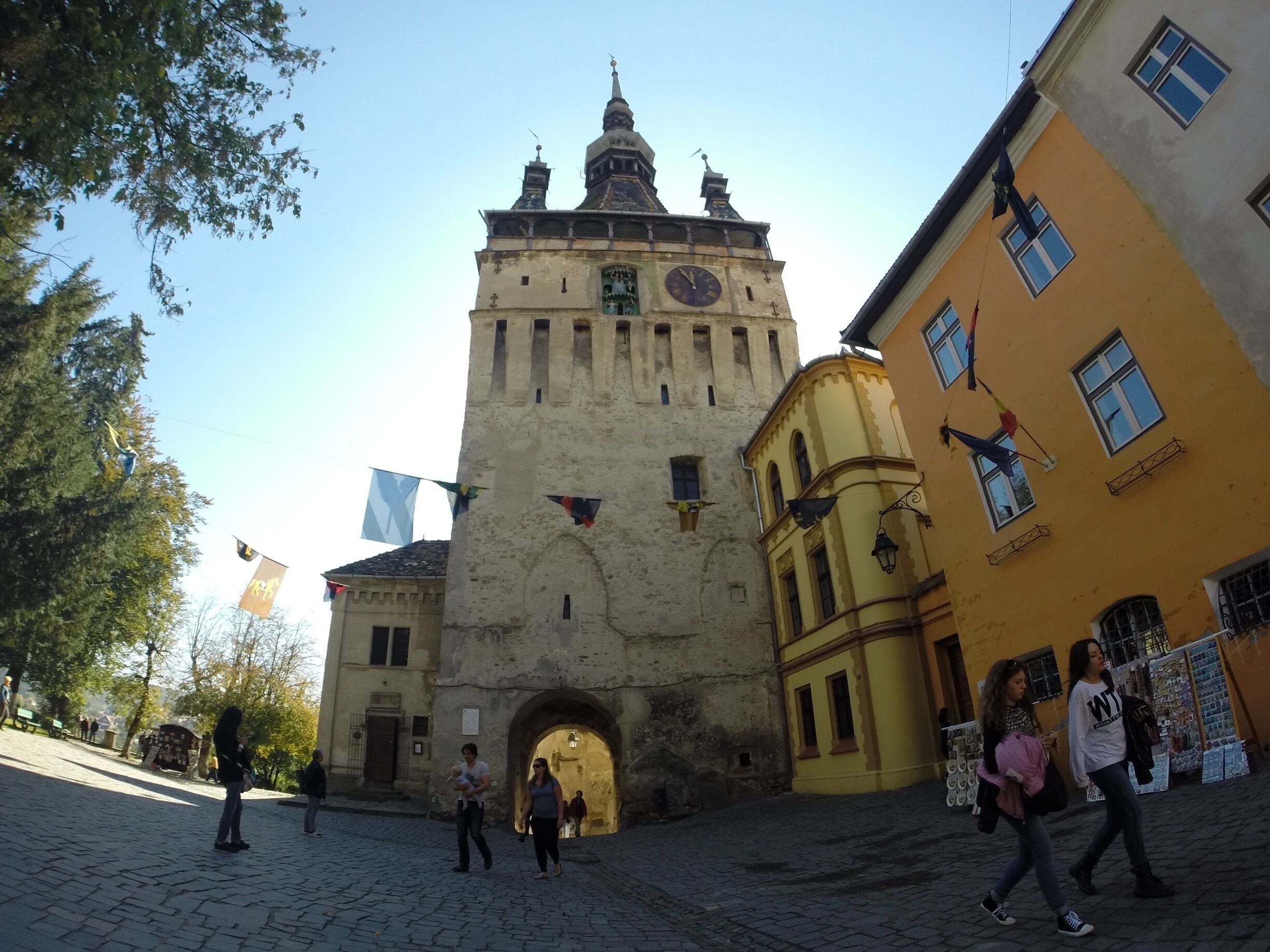 Clock tower on the heart of Siguisoara s mediaeval town in Transylvania. A quiet town that we visited one afternoon during our #interrail in eastern europe!! It's one of the many places to visit in the surprising country of Romania!