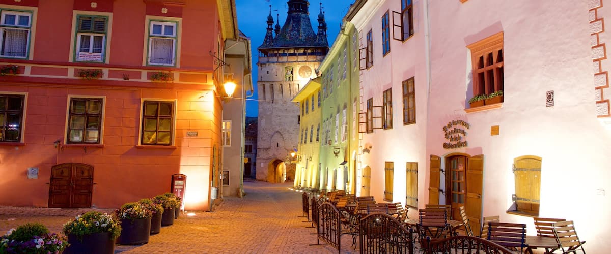 Clock Tower showing night scenes and heritage architecture