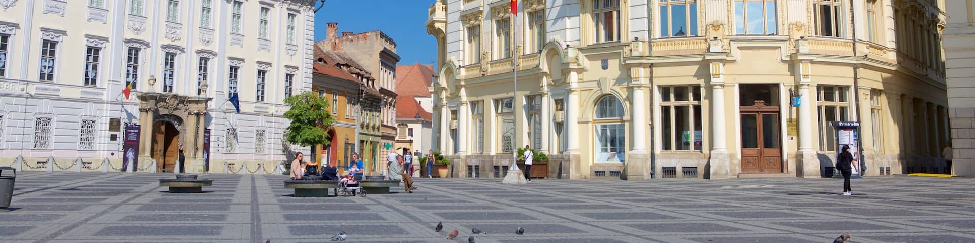 Piata Mare which includes heritage architecture and a square or plaza