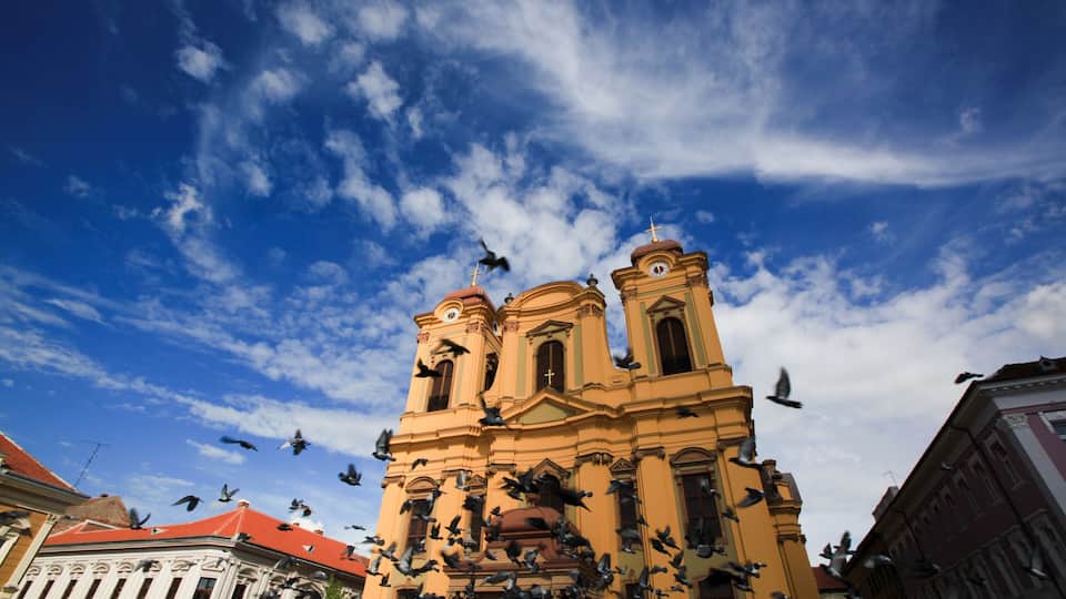 Unirii Square in Timisoara, Romania