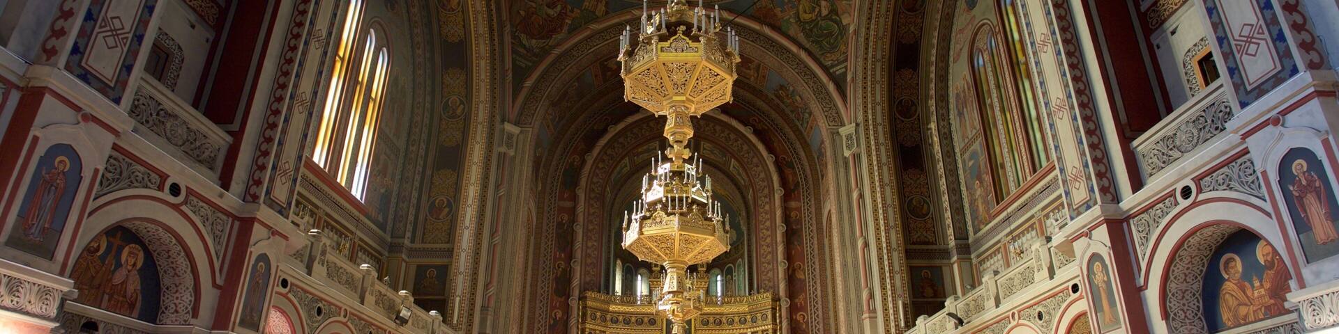 Catedral Ortodoxa de Rumanía mostrando aspectos religiosos, una iglesia o catedral y vista interna