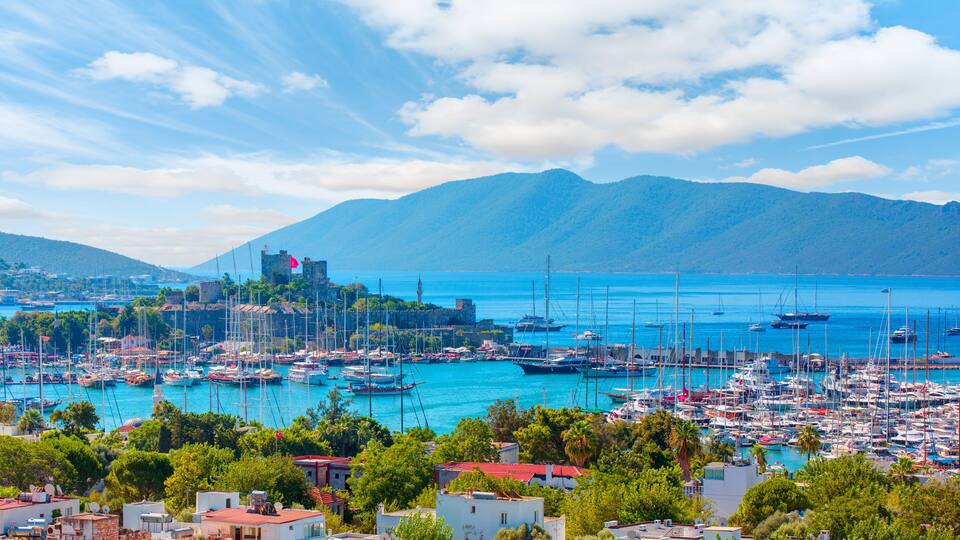 Saint Peter Castle (Bodrum castle) and marina in Bodrum, Turkey