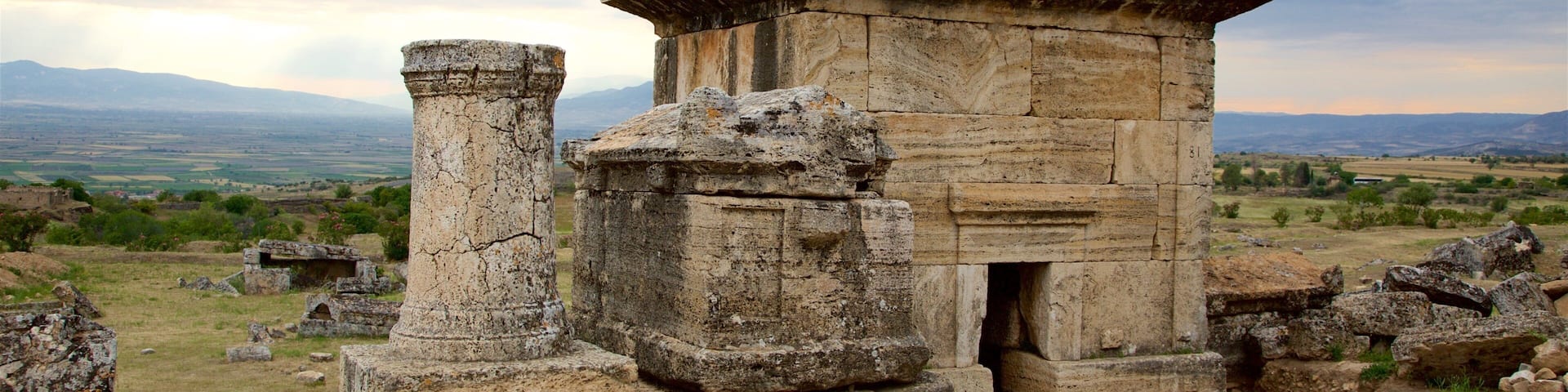 Hierapolis Necropolis featuring building ruins and tranquil scenes