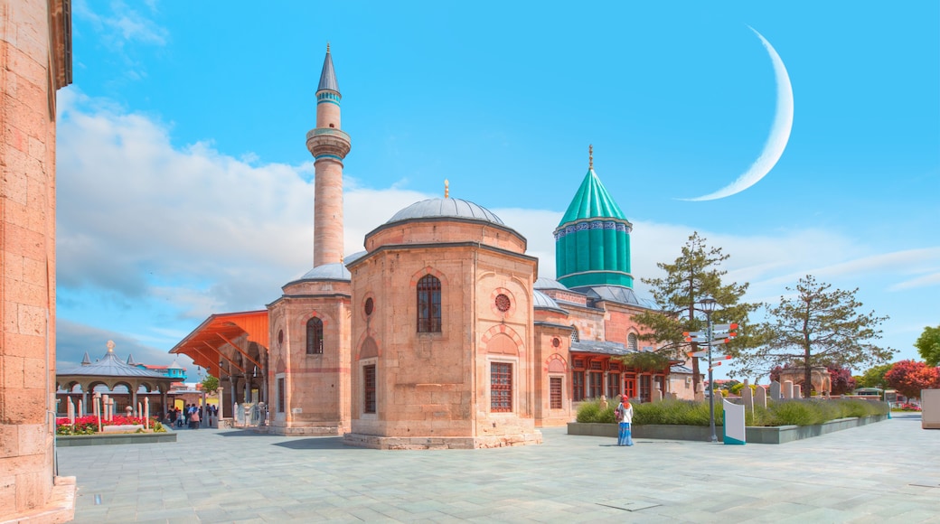 Mevlana museum mosque with crescent moon - Konya, Turkey