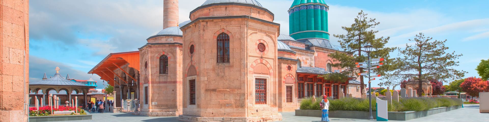 Mevlana museum mosque with crescent moon - Konya, Turkey