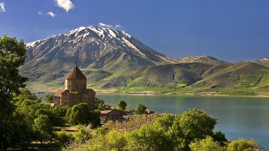 Turkey. Akdamar Island in Van Lake. The Armenian Cathedral Church of the Holy Cross
