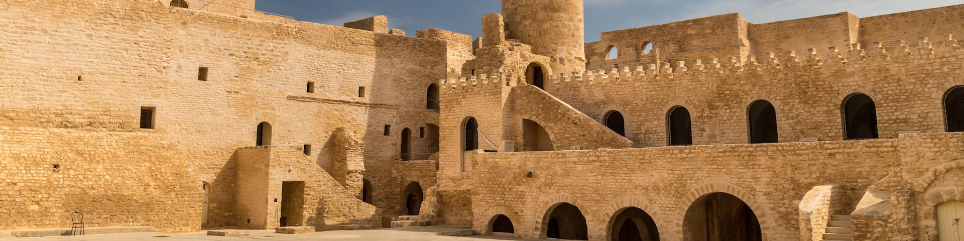 Courtyard of a fortress. Ribat in Monastir, Tunisia