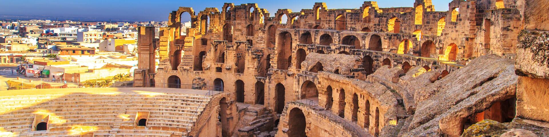 The ruins of the amphitheater in El Jeme, Tunisia.