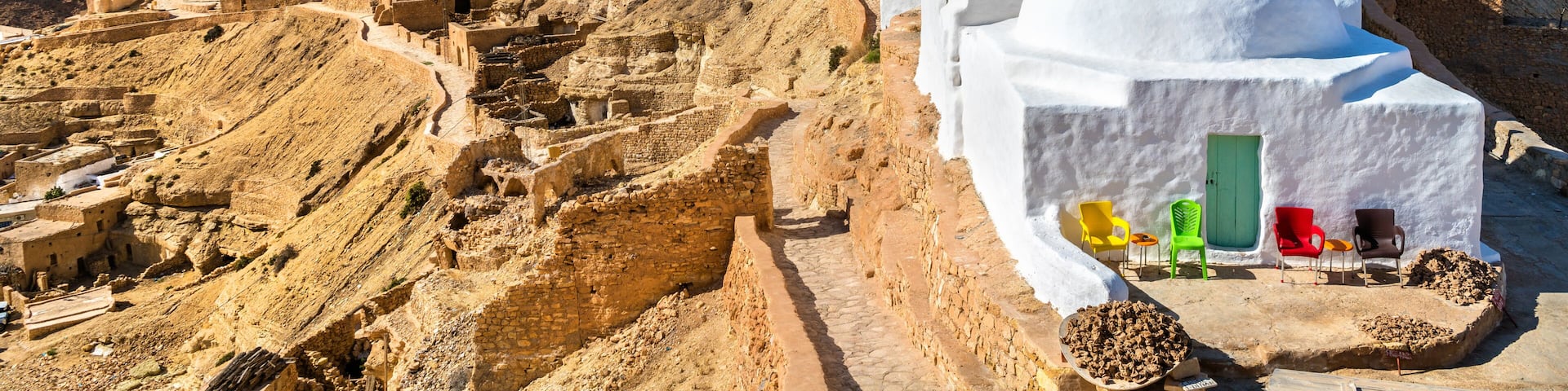 Mosque at Chenini, a a fortified Berber village in Southern Tunisia