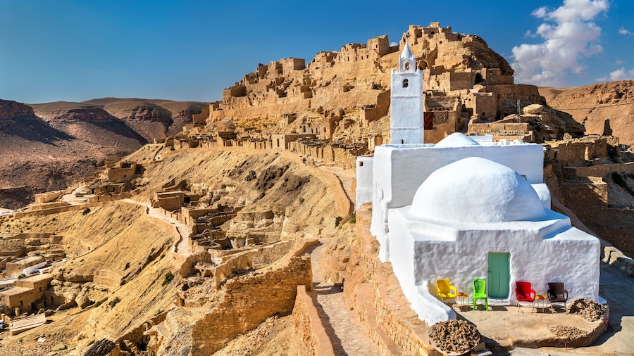 Mosque at Chenini, a a fortified Berber village in Southern Tunisia