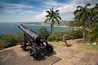 Views over Rockly Bay and Scarborough from Fort King George Tobago.