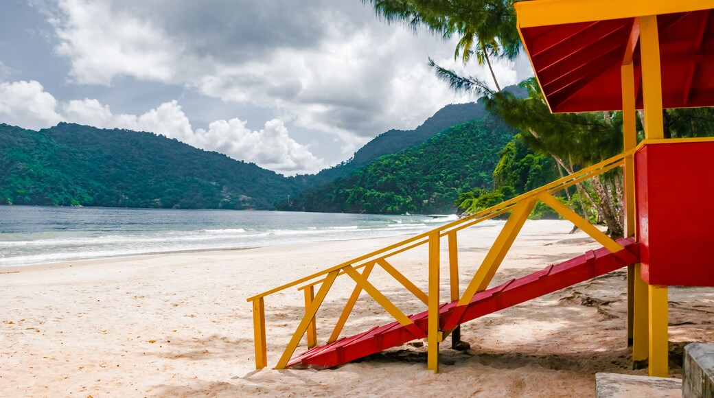 Maracas beach trinidad and tobago lifeguard cabin side view empty beach ; Shutterstock ID 498566440; Purchase Order: -