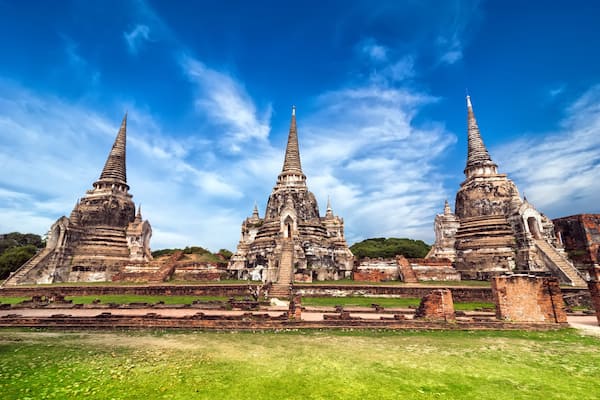Ancient ruins of Wat Phra Sri Sanphet. Ayutthaya, Thailand