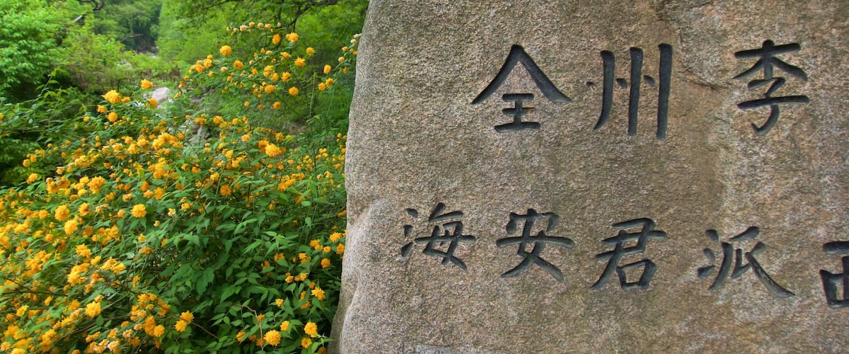 Bukhansan National Park showing signage and wild flowers