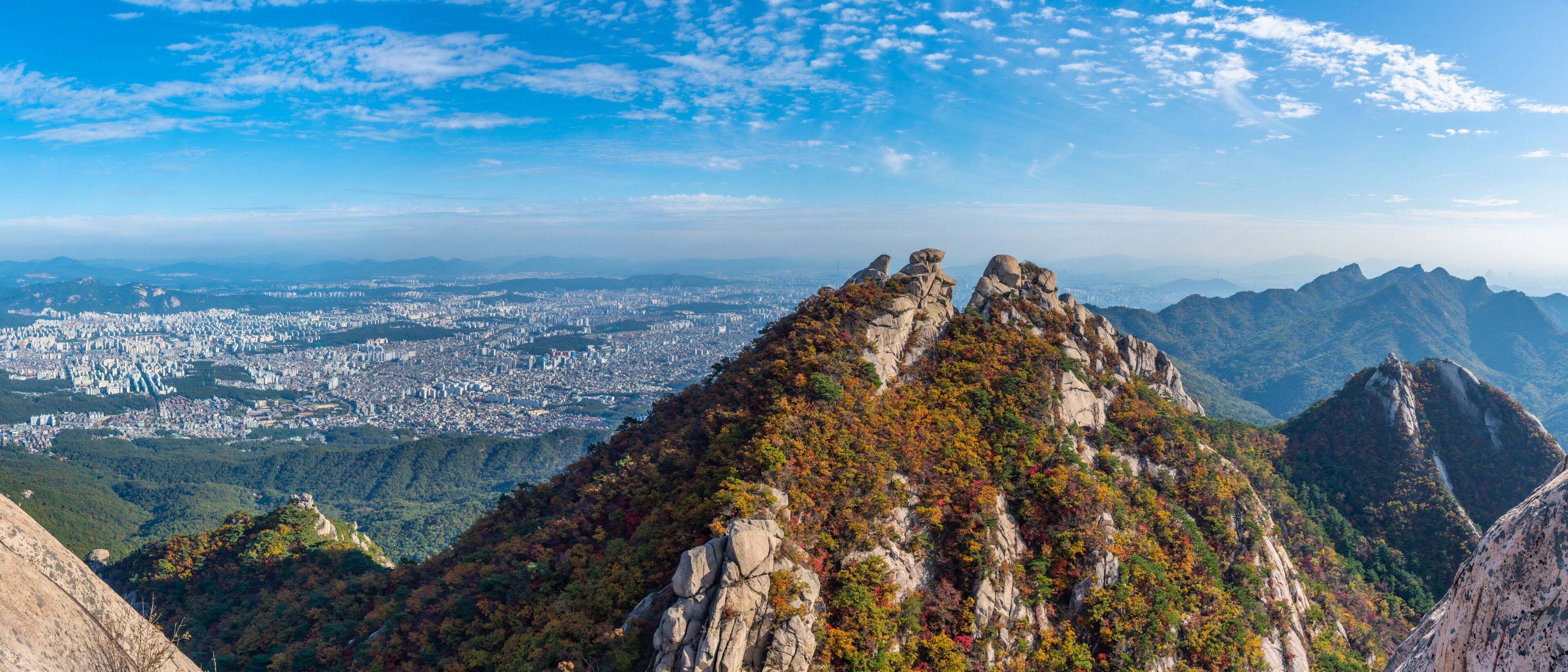 Aerial view of Seoul from Bukhansan national park, Republic of Korea