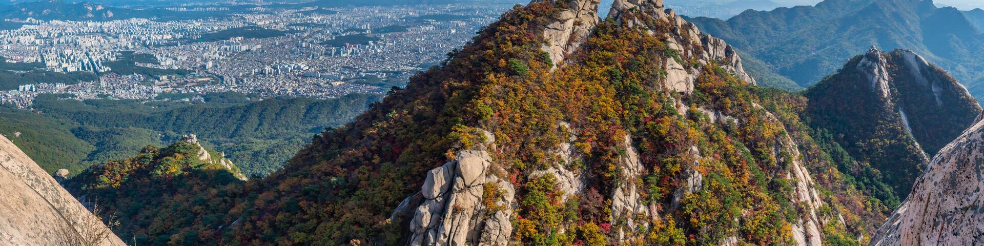 Aerial view of Seoul from Bukhansan national park, Republic of Korea