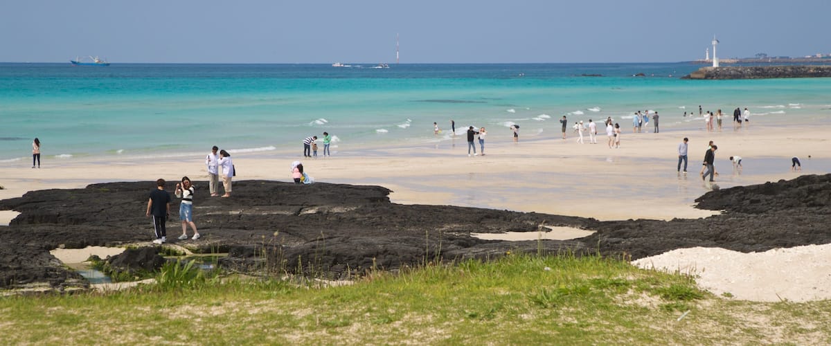 Hyeopjae Beach showing general coastal views and a sandy beach